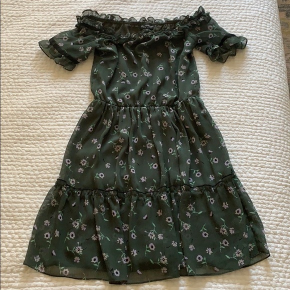 Miss Selfridge Floral Off-Shoulder Chiffon Dress - Picture 1 of 8